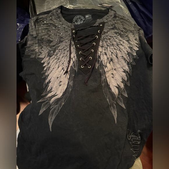 AFFLICTION Age of Winter Short Sleeve Tee Size L New with Tag MSRP $58 SOO - Picture 6 of 8